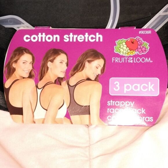 Women's 3 Pack Fruit of The Loom Racerback Bra's - Picture 2 of 6